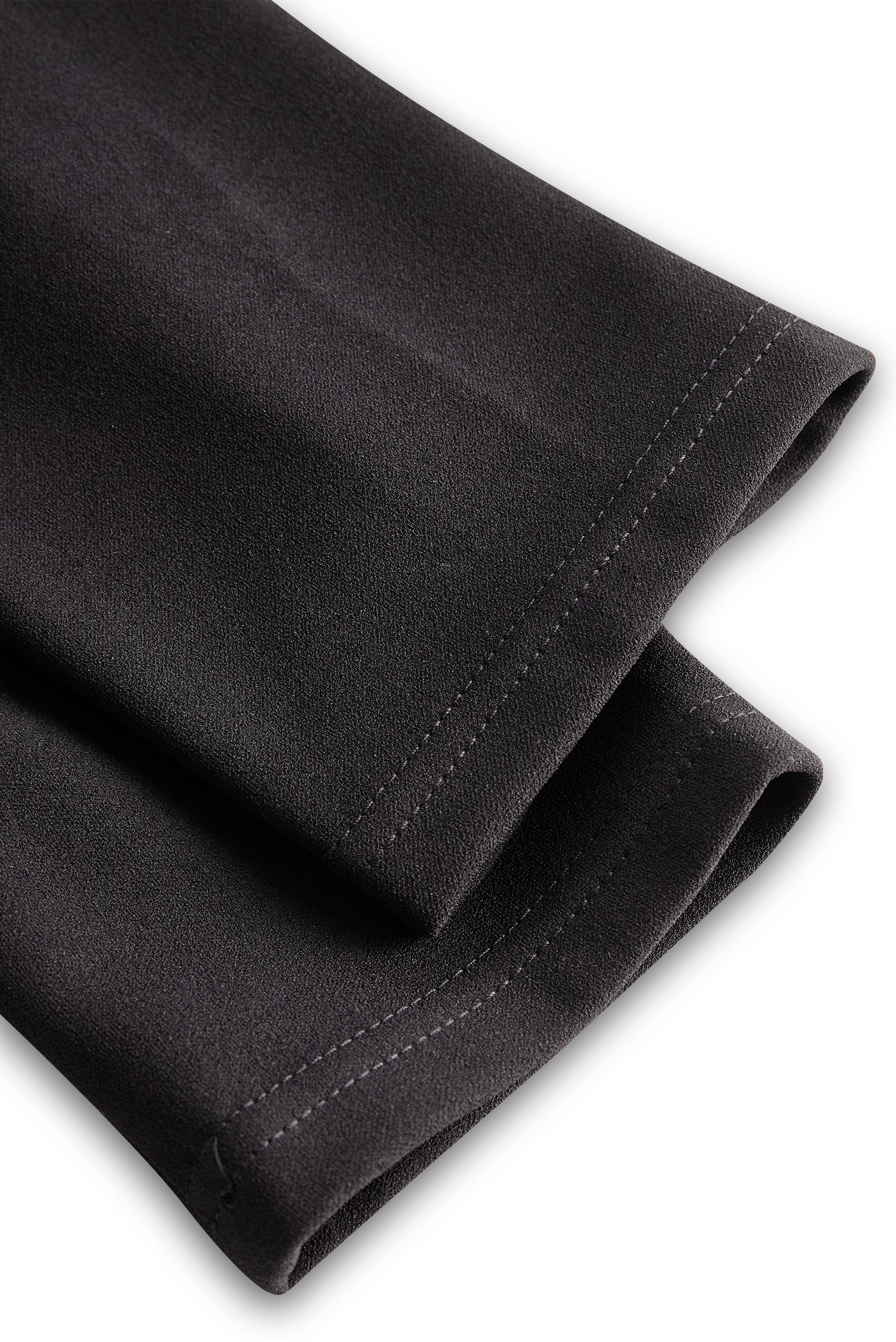 Elegant Black Midi Dress with Belt and Mandarin Collar