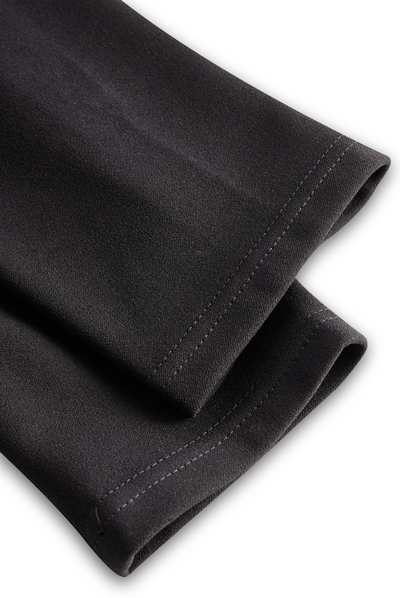 Elegant Black Midi Dress with Belt and Mandarin Collar