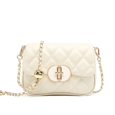 Valersia Chic Allure Crossbody | Quilted shoulder bag with chain and oval clasp