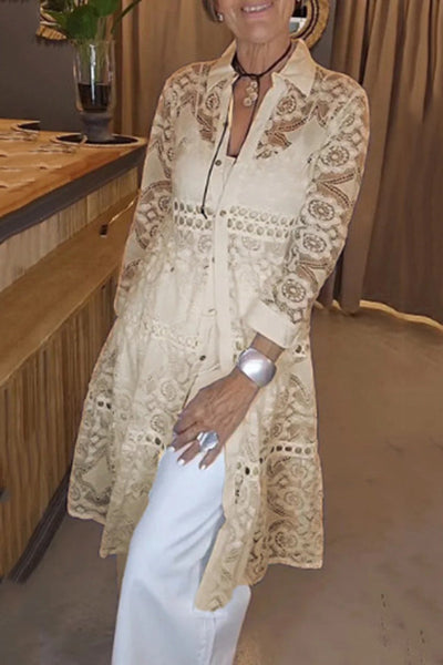 Cassia | Chic Lace Button-Up Shirt – Effortless Style, Daily Comfort