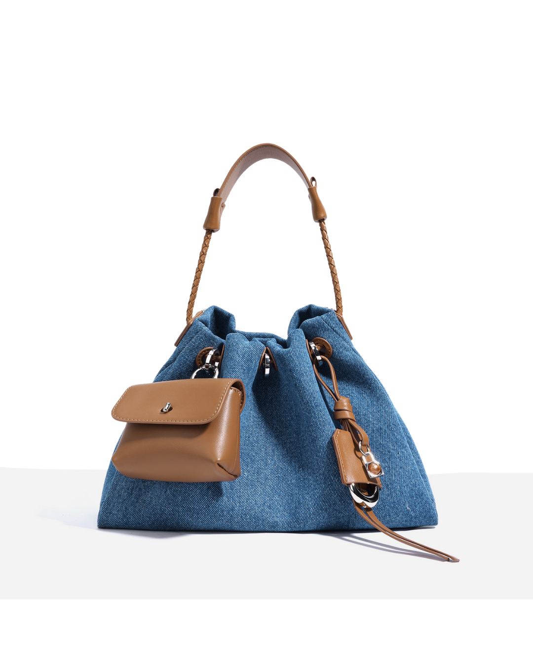 Valersia Breeze Denim Gather Shoulder Bag | Elegant and Functional Design