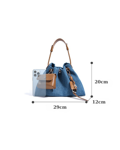 Valersia Breeze Denim Gather Shoulder Bag | Elegant and Functional Design