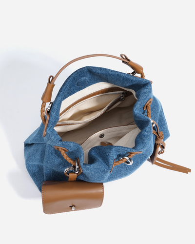 Valersia Breeze Denim Gather Shoulder Bag | Elegant and Functional Design