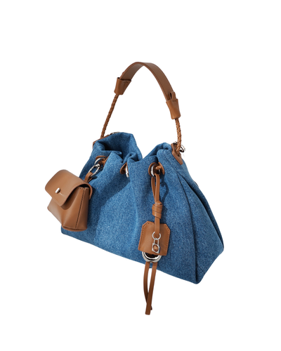Valersia Breeze Denim Gather Shoulder Bag | Elegant and Functional Design