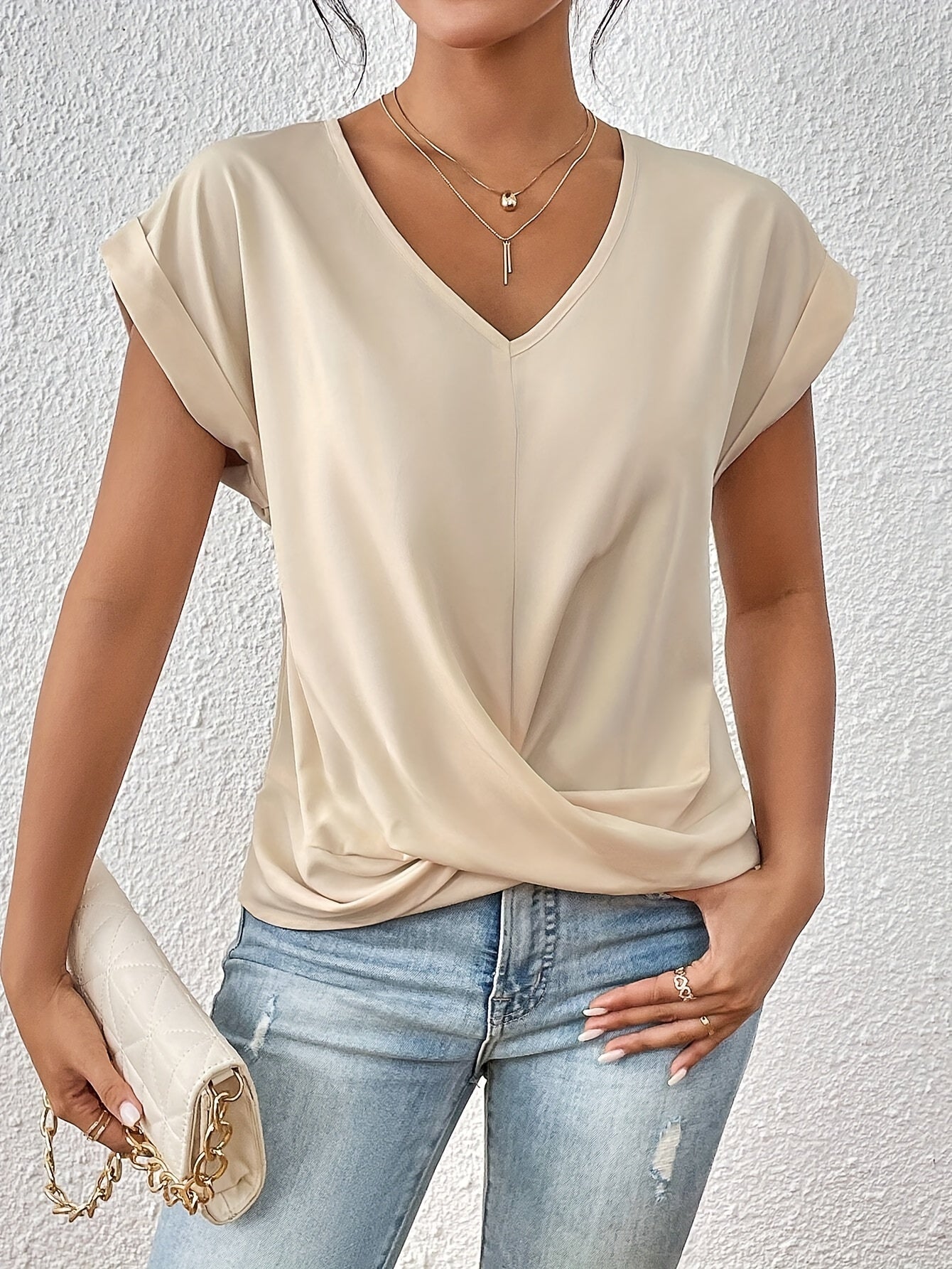 Liana | Elegant Soft Drape Twist-Front Top - Flattering and Comfortable