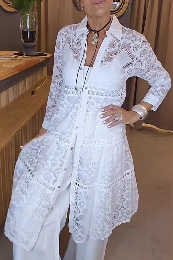 Cassia | Chic Lace Button-Up Shirt – Effortless Style, Daily Comfort