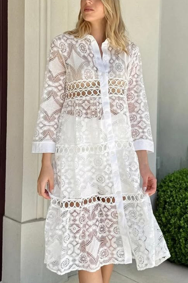 Cassia | Chic Lace Button-Up Shirt – Effortless Style, Daily Comfort