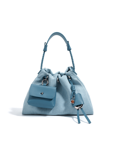 Valersia Breeze Denim Gather Shoulder Bag | Elegant and Functional Design