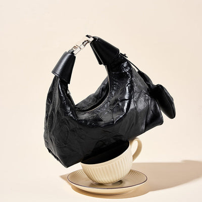Valersia Noir Crinkle Mini Bag | Modern design with bow details