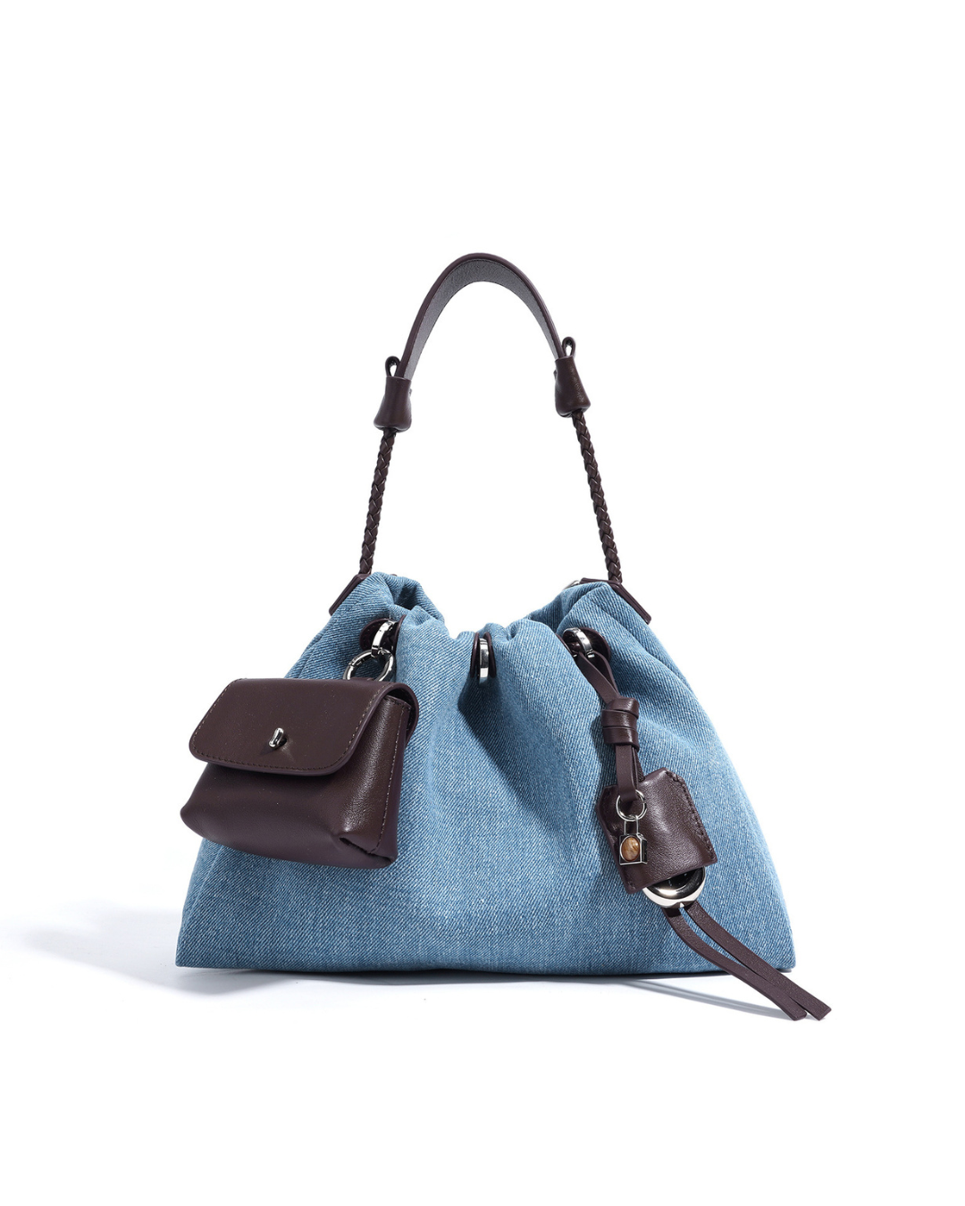 Valersia Breeze Denim Gather Shoulder Bag | Elegant and Functional Design