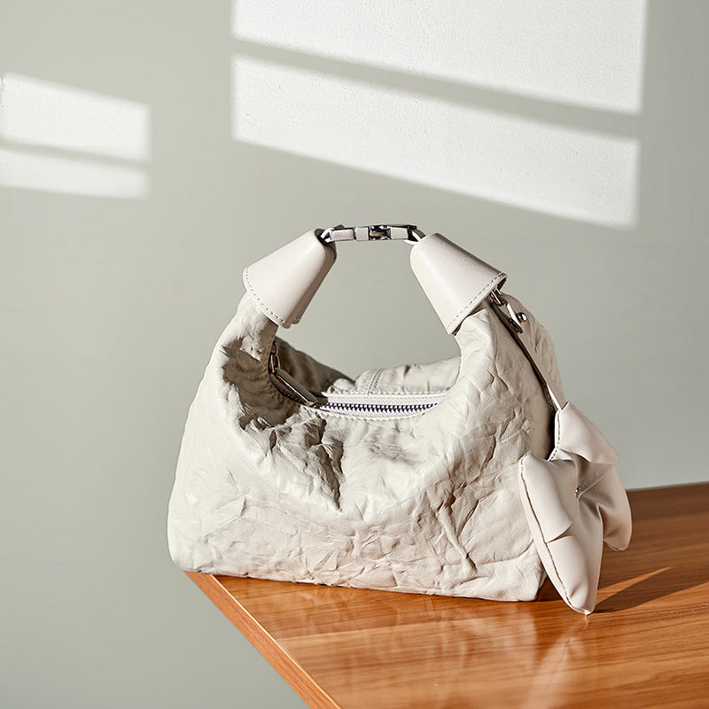 Valersia Noir Crinkle Mini Bag | Modern design with bow details