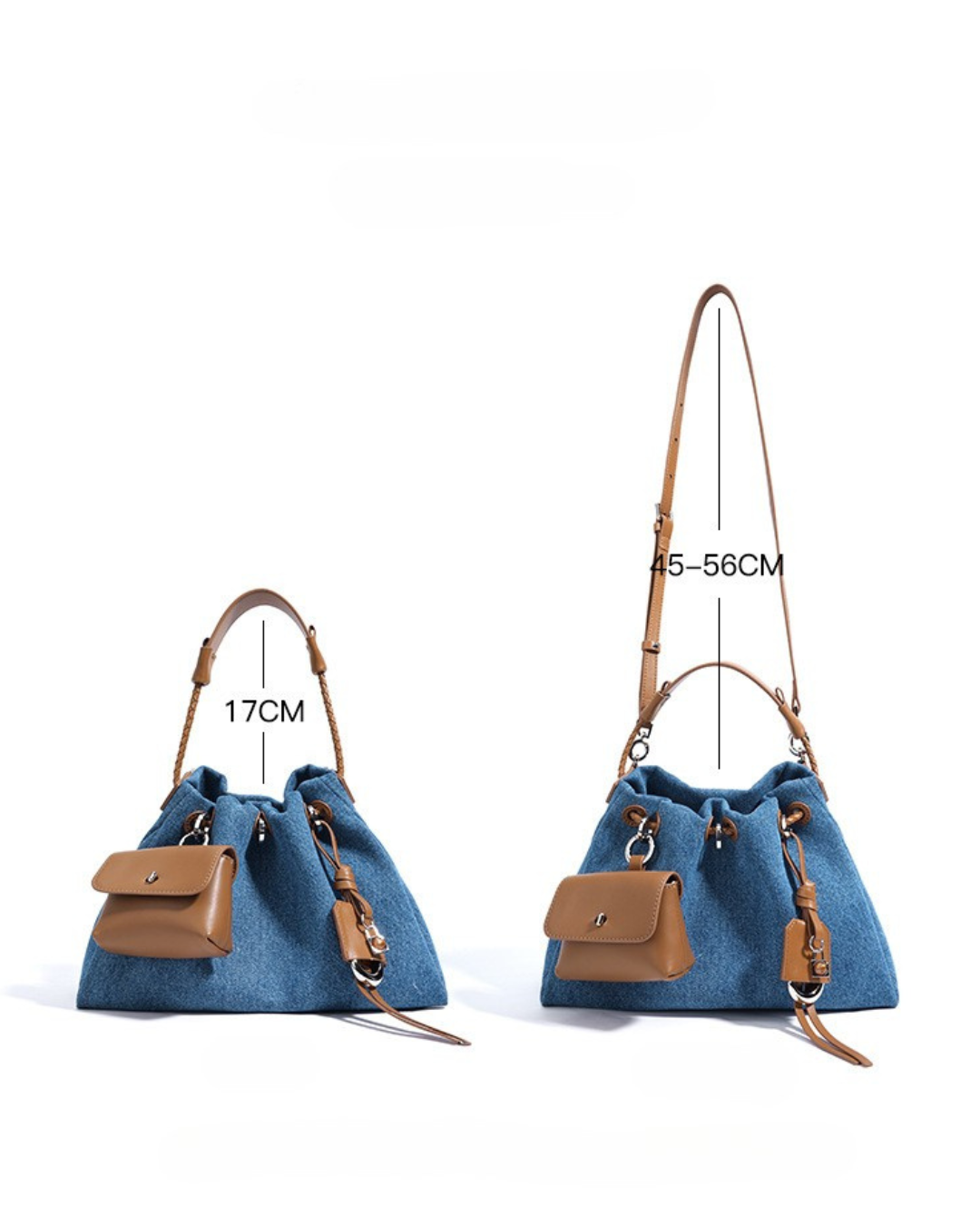 Valersia Breeze Denim Gather Shoulder Bag | Elegant and Functional Design
