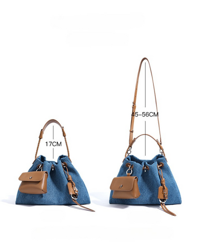 Valersia Breeze Denim Gather Shoulder Bag | Elegant and Functional Design