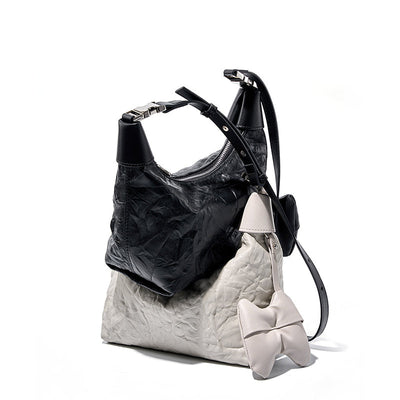 Valersia Noir Crinkle Mini Bag | Modern design with bow details