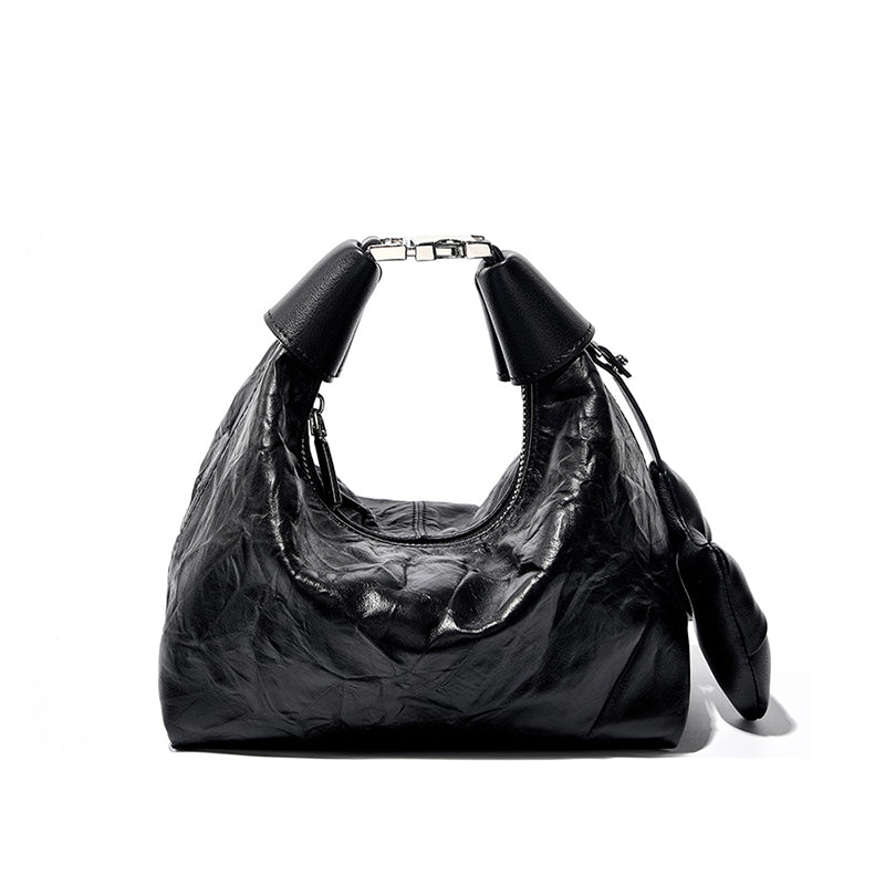 Valersia Noir Crinkle Mini Bag | Modern design with bow details