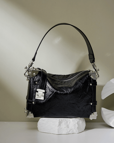Valersia Silvery Edge wrinkled leather bag | Elegant and original design