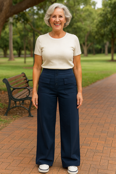 Marjorie | High-Waisted Stretch Trousers – No-Pill Fabric for Timeless Confidence