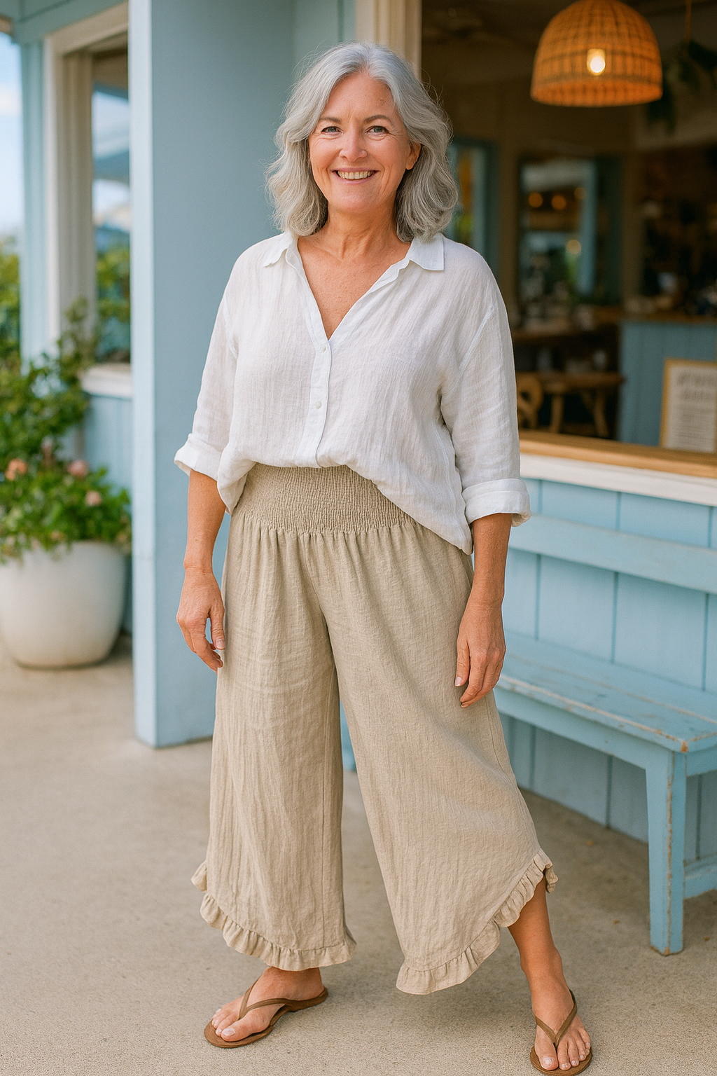 Tavina | Relaxed Cotton-Linen Trousers