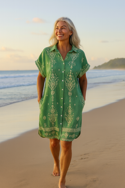 Seabreeze Bohemian Cotton-Linen Dress