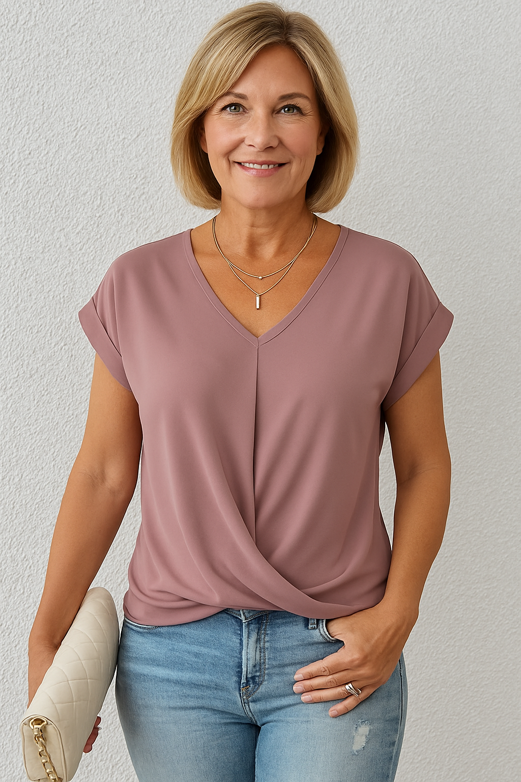 Liana | Elegant Soft Drape Twist-Front Top - Flattering and Comfortable