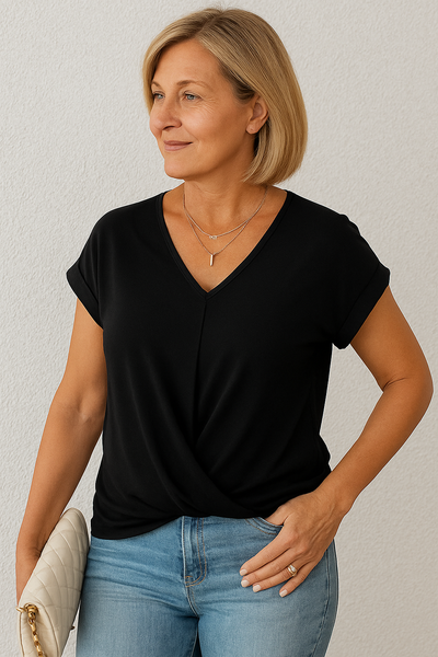 Liana | Elegant Soft Drape Twist-Front Top - Flattering and Comfortable