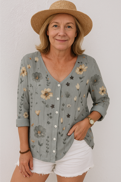 June Floral Top - Effortless Fit with Natural Elegance
