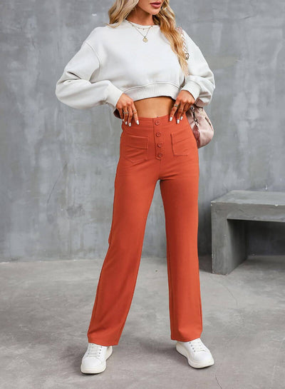 Marjorie | High-Waisted Stretch Trousers – No-Pill Fabric for Timeless Confidence