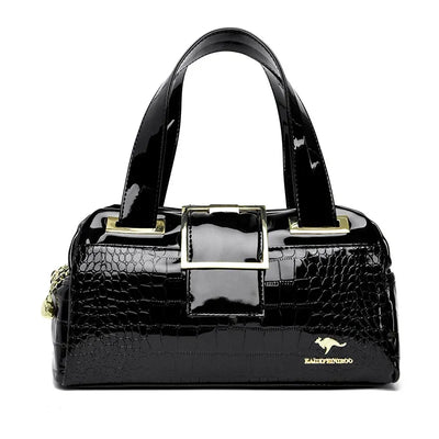 Valersia Croco 3 Cylinder Handbag | Large model with shiny crocodile pattern