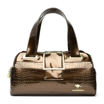 Valersia Croco 3 Cylinder Handbag | Large model with shiny crocodile pattern