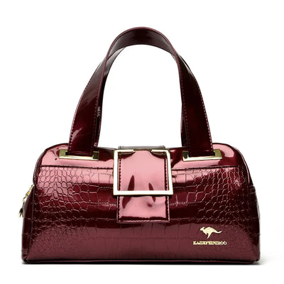Valersia Croco 3 Cylinder Handbag | Large model with shiny crocodile pattern