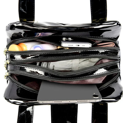 Valersia Croco 3 Cylinder Handbag | Large model with shiny crocodile pattern