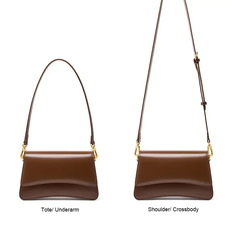 Valersia Pure Gloss Flap Leather Bag | Elegant and versatile design