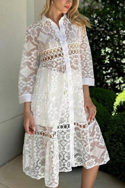 Cassia | Chic Lace Button-Up Shirt – Effortless Style, Daily Comfort