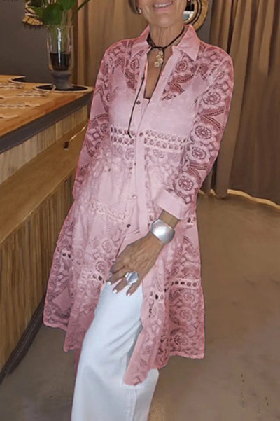 Cassia | Chic Lace Button-Up Shirt – Effortless Style, Daily Comfort